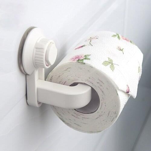 No Drilling Toilet Suction Cup Roll Paper Holder Stand Plastic Kitchen Tissue Rack Reuse Hotel Storage Shelf Wall Mount Bathroom