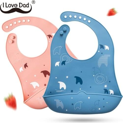 New Cute Cartoon Print Baby Bibs Soft Silicone Waterproof Newborn Baby Feeding Stuff Adjustable Baby Boys Girls Bib