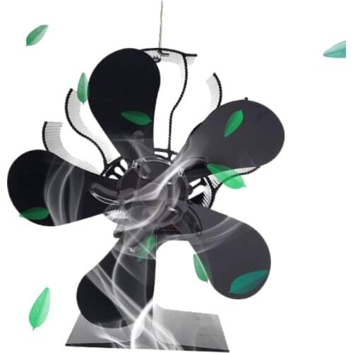 New 5 Blades Black Fireplace Heat Powered Stove Fan Log Wood Burner Ecofan Quiet Home Fireplace Fan Efficient Heat Distribution