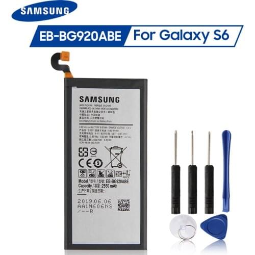 Original Samsung Battery EB-BG920ABE For Samsung GALAXY S6 G9200 G9208 G9209 SM-G920F G920I G920 G920A G920V G920T G920F 2550mAh