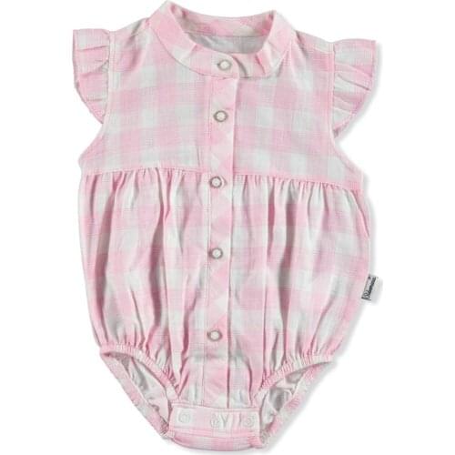 Baby girl Pink Plaid Ruffle Shirt Body Fashion Elegant Special Gift Natural Cotton Woven