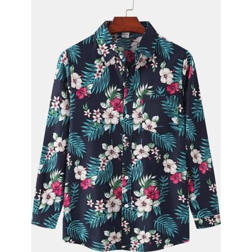 Casual Flowers Printing Shirt Men Slim Fit Male Long Sleeve Shirts Men Fashion Brand Plus Size 2021 Autumn camisas de hombre