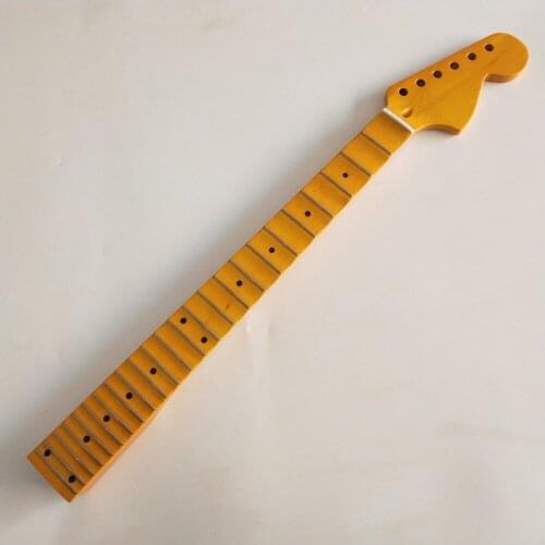 Big headstock Full scalloped Guitar Neck Replacement 24 Fret Maple guitar part yellow gloss
