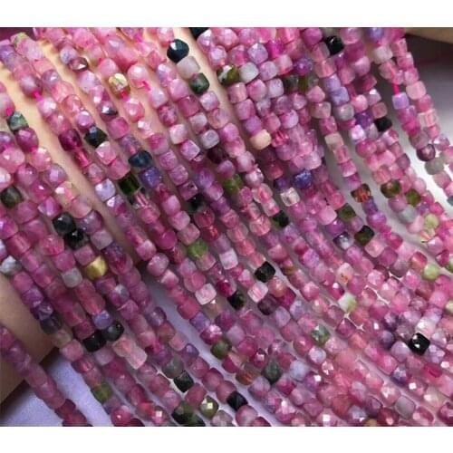TOURMALINE square faceted red/multicolor 4-5mm for DIY jewelry making loose beads FPPJ wholesale nature gemstone