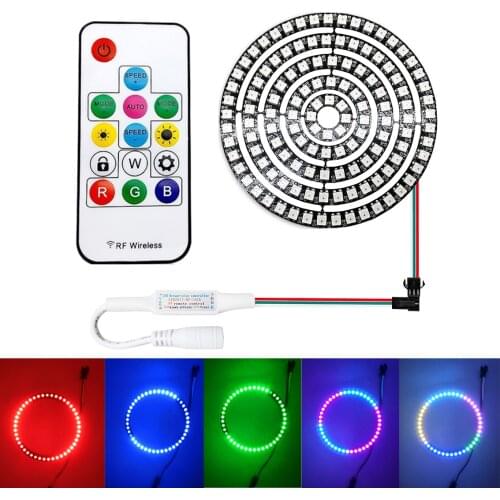 WS2812B RGB Led Ring WS2812 5050 RGB Addressable Led Strip Lights with 14/17/21 RF Led Controller DC 5V for room