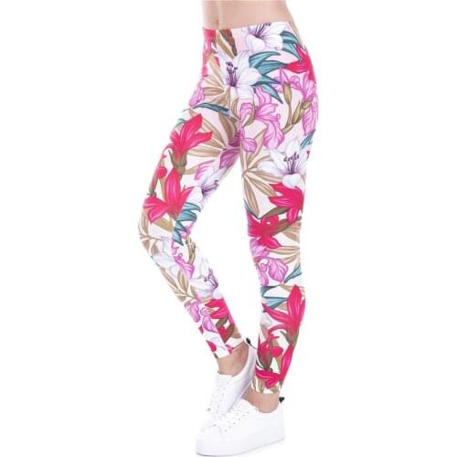 New Arrival Legins Design Paradise Flowers Printed Leggins Women Leggings Trousers High Elasticity Casual Women Pants