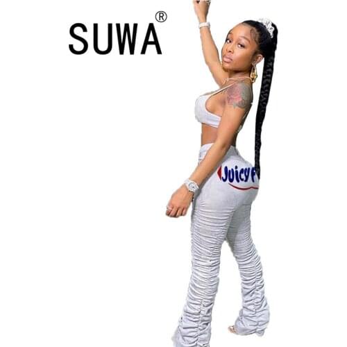 K-Pop Style High Street Fashion Women Pants 2020 Back Letter Print Lounge Wear Trousers Free Shipping Dance Vintage Stacked Leg