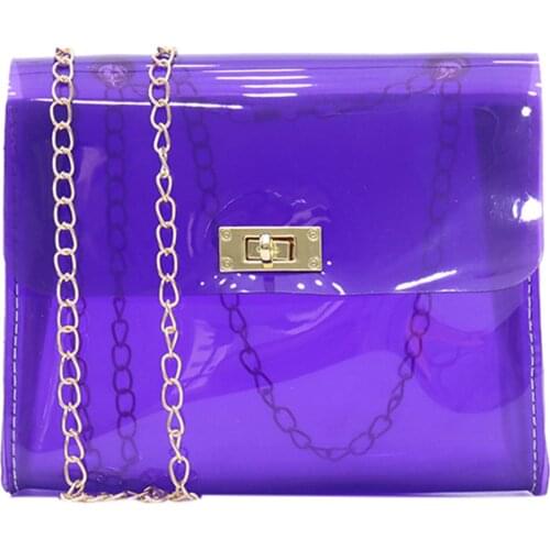 Women Clear PVC Shoulder Bags Candy Color Female Jelly Bags Transparent Purse Laser Handbags sac a main femme Crossbody Bags