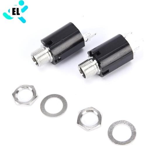 2 Pcs Guitar Endpin Jack 6.35 Input For Any Guitar EQ Pickup Output Black 6.35 MM