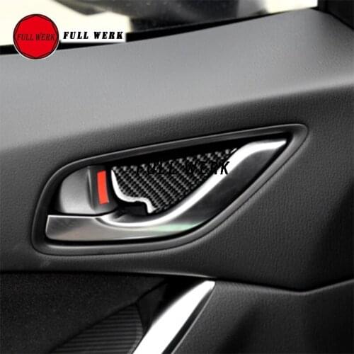 4pcs/set Car Styling Inner Door Bowl Cover Sticker Decoration for Mazda CX-5 13-18 Interior Accessories Carbon Fiber Look