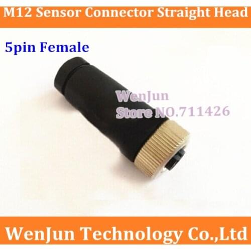 50PCS Free Shipping M12 5pin Aviation plug M12 5 pin Female Sensor plug/ Connector High Quality Straight head 5core connector