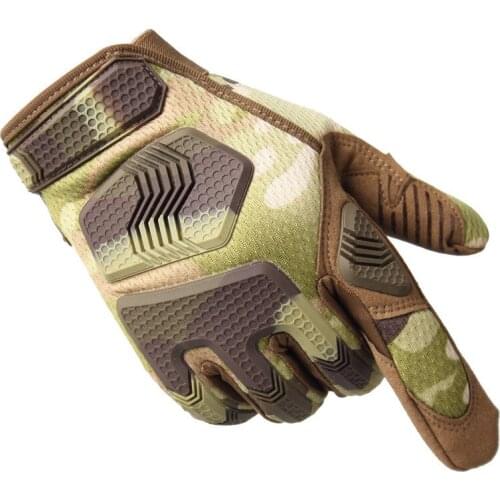 Army Fans Tactical Gloves Rubber Nylon Protect Gear Outdoor Climbing Camping Cycling Breathable Wearproof Camouflage Mittens