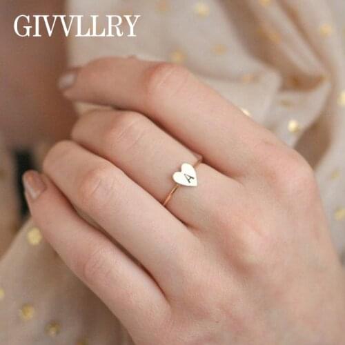 Free Shipping 26 Letters First Name Midi Rings for Women Size 8# Heart Ring Couples DIY Men Jewelry