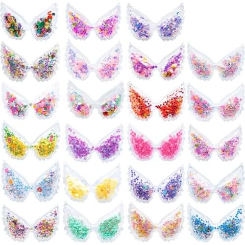 Bling Angel Wing Transparent Plastic Filling Sequin Appliques for DIY Headwear Hair Clips Bow Accessories Patches,5Yc17836