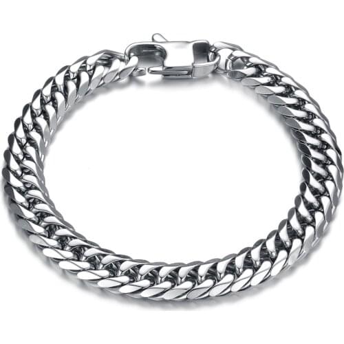 Fashion Titanium Steel Bracelet Square Wristband Hand Chain Bangle For Man Boy Jewelry