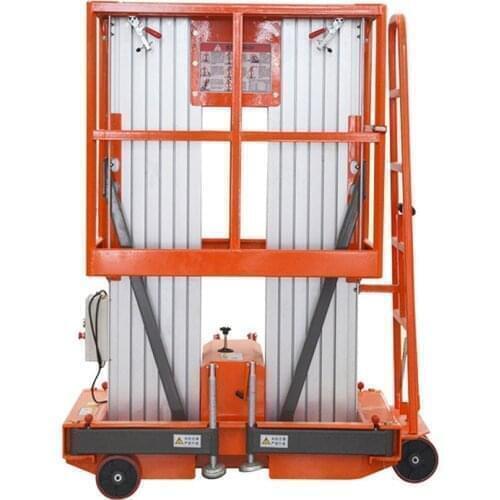 Qiyun Brand CE&ISO 12m Aerial Working Cleaning Platform Hydraulic AC/DC Towable Dual Mast Aluminum Alloy Lift