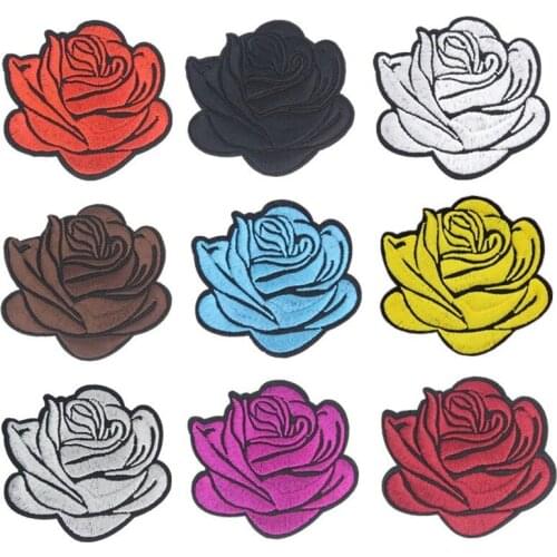 Floral Rose Flower Fabric Embroidered Patch Cap Clothes Sticker Bag Sew Iron on Applique DIY Apparel Sewing Clothing Accessories