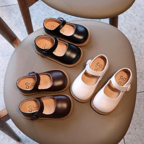 Spring Autumn Kids Shoes Leather Shoes For Girls Boys Non-slip Toddlers Mary Janes Baby Children Buckle Strap Flats Sneakers