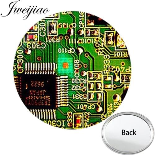 Youhaken Computer chip Electronic mother Circuit board One Side Flat Mini Pocket Mirror Makeup Vanity Hand Travel Purse Mirror