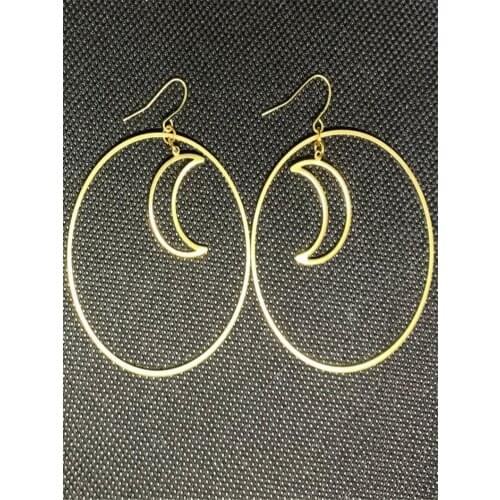 Crescent Moon Hoops in Brass | Lightweight Brass Hoop Earrings | Minimalist Earrings | Moon Jewelry