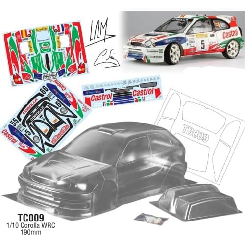 Rc Car Shell TOYOTA Corolla WRC Clear Body + Rearview Mirror + Tail Wing + Stickers For 1:10 Scale On Road Rally Cars Model