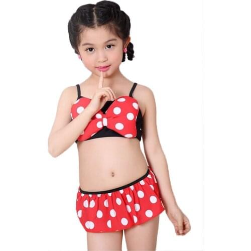 Hot Summer Two-pieces Baby Girls Bikini Suit Babies Girl Skirtini Minnie Swimmers Swimwear Bathing Beachwear Swimmable Set