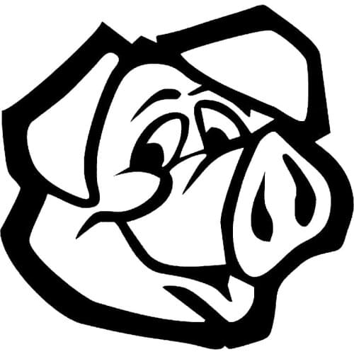 Cute Pig Head Interesting High Quality Decals Car Decoration Personality Pvc Waterproof Decals Black/white, 16cm*16cm
