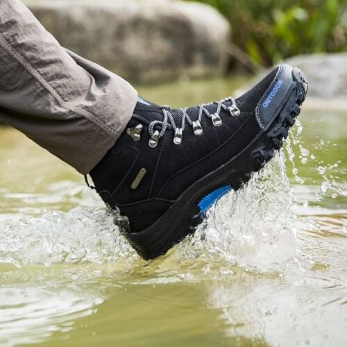 Men Hiking Shoes Waterproof Male Outdoor Travel Trekking Shoes Leather Climbing Mountain Shoes Hiking Hunting Boots Sneakers Ma