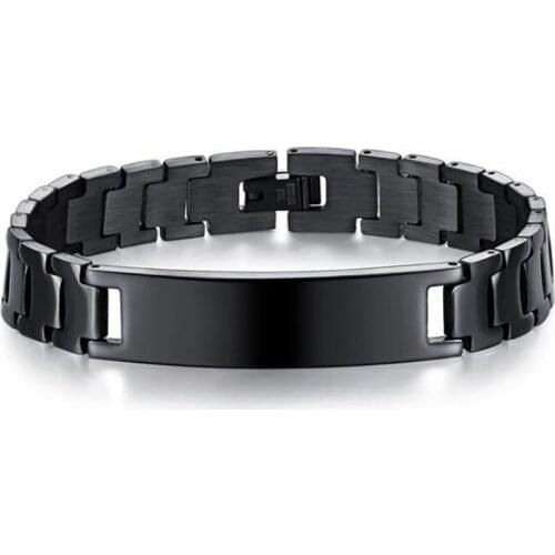 Stainless Steel Punk Rock Black Men Cool Bar Bracelet Bangle Jewelry Gift For Him