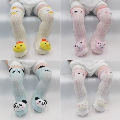 Baby boy knee length 3 pairs of socks cartoon socks long tube summer thin arc pure cotton net tension half width 0-3 years old