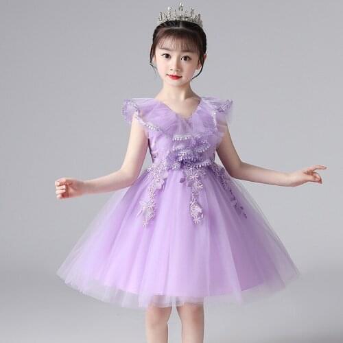 Children Princess Dresses 2021 Summer New Girls Wedding Flower Girl Evening Dresses For Girls Gauze Puffy Dresses 4-12 Years Old
