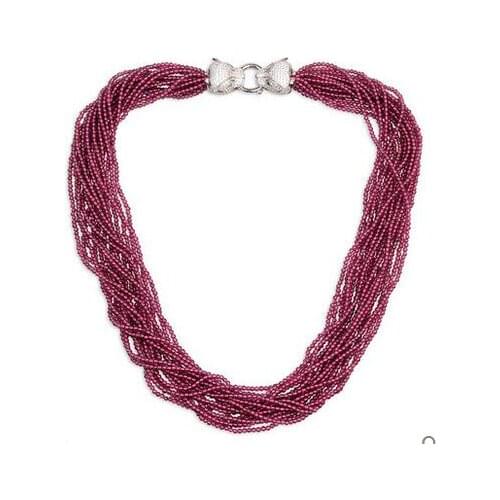 925 Silver Purple Red Garnet Necklace Womens Europe and America Gift Accessories Chainbone Chain