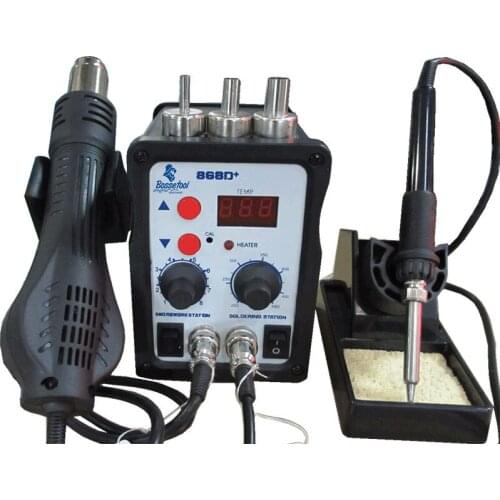 Big Promotion 868D+ 2 in 1 Soldering Rework Station LED Digital Solder Iron Desolder Blower Gun for Household Electronic Repair