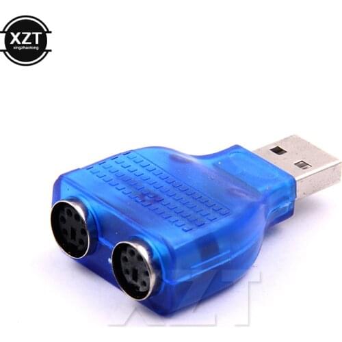 1PCS USB Male to PS2 Female Cable Adapter Converter Use For computer Keyboard Mouse Blue Support Windows 98