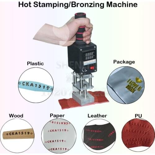 Portabel Hot stamping foil bronzing machine leaterware woodware plasticware logo stamper brand embosser 110V/220V embossing tool