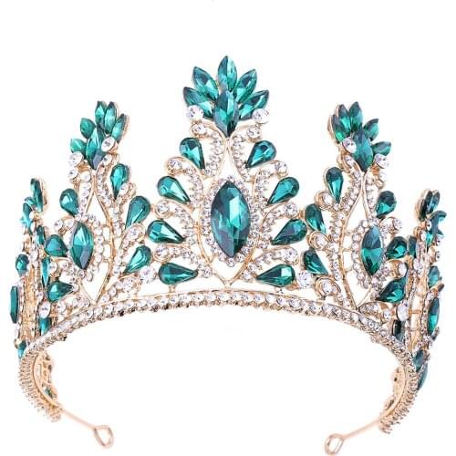 Princess Crown Headdress Bride Wedding Rhinestone Crystal Hair Accessories Wedding Hairband Queen Crown Accessories Gold Plating