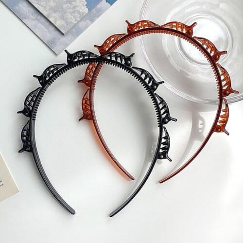 Simple Double Layer Twist Plait Clip Head Band Multilayer Hollow Woven Headband Hair Hoop Hair Styling Tools Hairpin Hair Clips