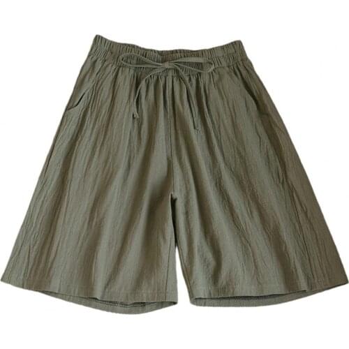 Women Casual High Waist Shorts Simple Solid Color Leisure Loose Pockets Fashion Shorts Elastic Waist Summer Clothing Daily Wear