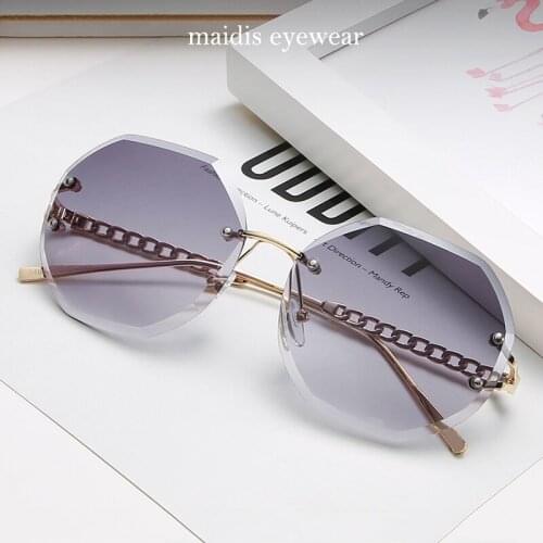 Elbru 2021 Vintage Polygon Frameless Sunglasses Men Women Luxury Colorful Lens Sun Glasses Retro Fashion UV400 Sunshades Unisex