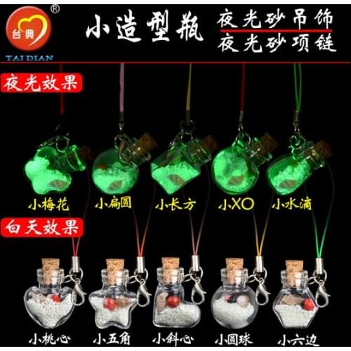 10PCS Mini jar noctilucent sand hanging glass necklace fluorescence lucky sand wishing bottles of the mobile phones accessories