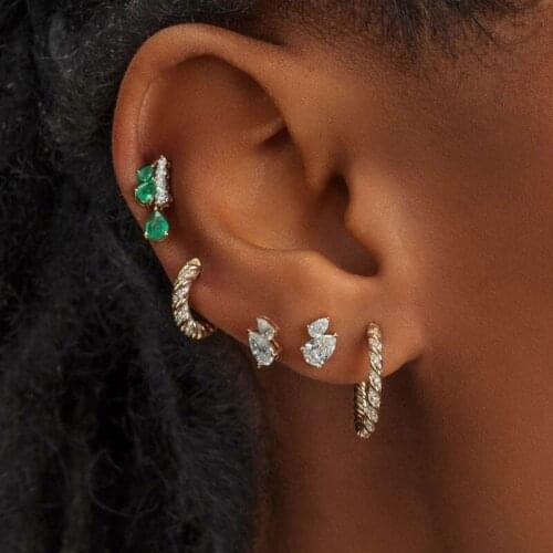 Sparking Bling CZ Paved 20mm 32mm Round Huggies European Hot Fashion Women Jewelry Gold Color Vermeil CZ Twist Band Hoop Earring