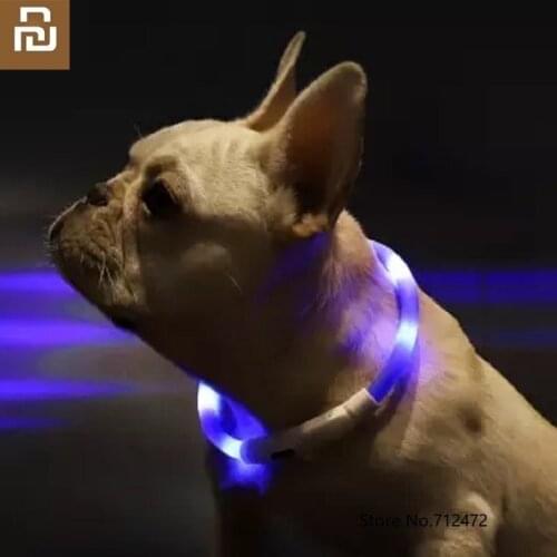 Youpin Pet Dog glow collar Soft silicone led Light Anti-lost USB charging Avoid Car Accident Collar