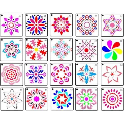 YYDS 36/56pcs Mandala Stencils DIY Drawing Template Wall Painting for Tiles Rock Scrapbooking Decor 9x9cm