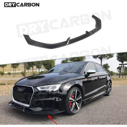 Carbon Fiber Front Lip Spoiler for Audi RS3 Base Sedan 4 Door 2017 2018 Molding Bumper Chin Decoration Car Styling FRP
