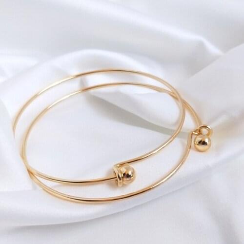 Strengthen Color Retention 14K True Gold Filled Circle Screw Copper Bracelets Bangles Simple DIY Jewelry Making Accessories