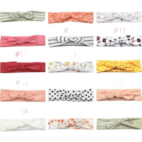XIMA 15pcs/lot Lovely Girls Headband Cotton Rabbit Ears Headbands Turban Bowknot Elastic Hairband for Children Hair Accessories