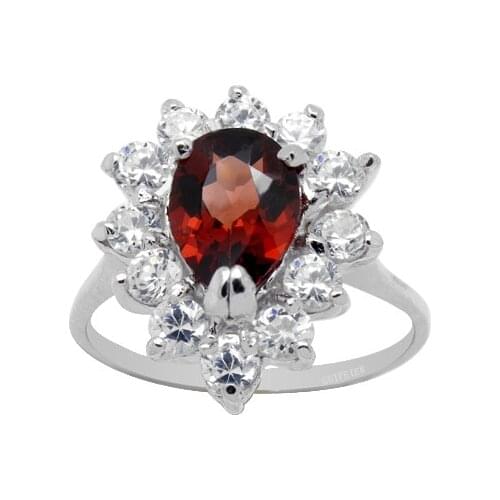 CoLife Jewelry Classic Wedding Ring for Woman 6mm*8mm Natural Garnet Ring Solid 925 Silver Garnet Jewelry Gift for Woman