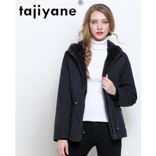 Tajiyane Winter Clothes Women Natural Rex Rabbit Fur Lining Coat Woman Hooded Parkas Female Short Fashion Clothing Casaco TN210