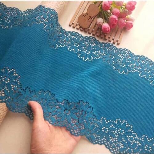 1 Meter Elastic Blue Lace Ribbon Elastic Nigerian Lace Fabric Sewing Embroidered Lace Trim Wedding Dress Clothing Accesso