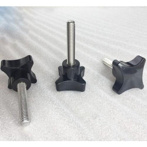 1pcs M4/M5/M6 four-star plastic head hand screw cross knob bolts full teeth body stainless steel 10mm-60mm length